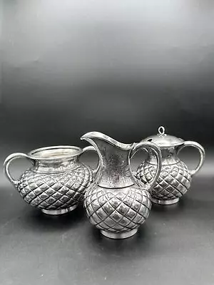 Antique Meriden Silver Plate Co Quadruple Plate 1800's Three Piece Set  • $180.74