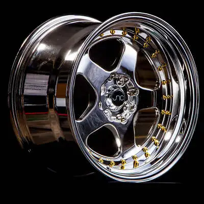 JNC 010 Platinum Gold Rivets 16x9 4x100/4x114.3 +15 Wheel/Rim • $238.75