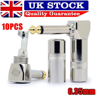 £9.99 • Buy 10PCS Pro Right Angle Mono Jack Plugs Gold Plated Tip 1/4 For Guitar Pedalboard