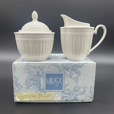 Mikasa Italian Countryside Sugar Bowl Creamer Original Box Ribbed Ivory DD900 • $36.88