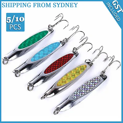 $9.99 • Buy Fishing Lure Metal Slugs Slice Spoon Spinner Baits Tackle Mackerel Tailor Lures