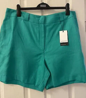 M&S Autograph Irish Linen Shorts  Spearmint Green Size 20 • £12