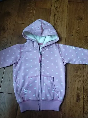 ⭐Lovely Little Girl Full-Zip Hoody Lazy Jacks 1-2yrs Pink Spotty Excellent • £10