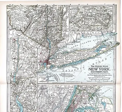 £20.48 • Buy 1897 NEW YORK Map City Manhattan Long Island Brooklyn Queens Westchester ANTIQUE