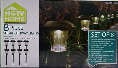 HGTV Home 8 Piece Solar Pathway Lights - 3 Lumens Per Light Brand New Sealed • $50.15