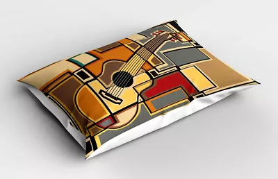 Music Pillow Sham Geometric Guitar Funky • £14.99