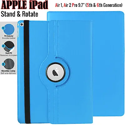 Case For IPad Air 2 Air 1 Smart 360° Rotate Shell Book Leather Stand Cover • £6.24