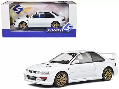 Subaru Impreza 22B 1998 RHD Pure White Gold Wheels Solido 1/18 Diecast Model Car • $84