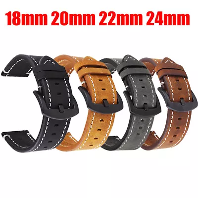 18mm 20mm 22mm 24mm Mens Genuine Soft Leather Watch Band Strap Quick Release Pin • $12.96