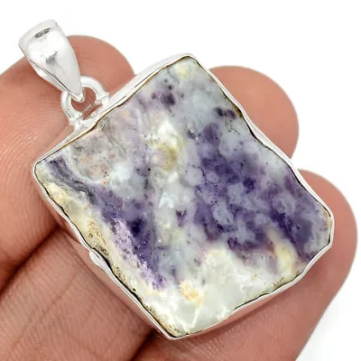 Natural Violet Flame Opal Slice - Mexico 925 Silver Pendant Jewelry CP34065 • $15.99