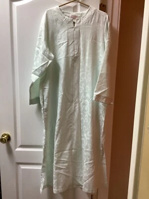 £20.15 • Buy Womans Oscar De La Renta Pink Label  Zip Front Sage Green Robe Kaftan Sz L
