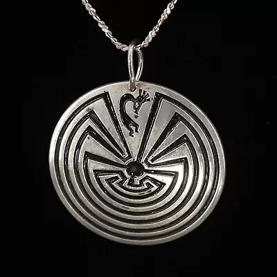 VTG Sterling Silver - KABANA NAVAJO Man In Maze Pendant 18  Necklace - 7.5g • $13.50