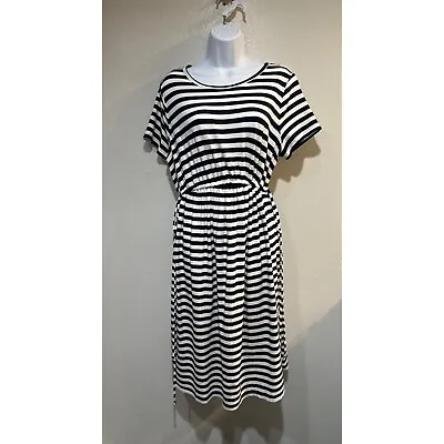 Isabel Maternity Lg Striped Short Sleeve Dress • $24