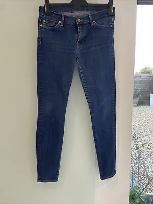 7 For All Mankind Jeans 30 Waist Skinny Mid Rise Dark Mid Denim 29  In Leg • £10.50