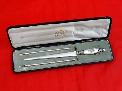 Antique Sterling Silver / Mother Of Pearl Desk Set Letter Opener Knife Dagger  • $1275