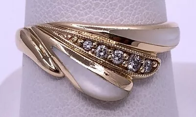 KABANA 14k Yellow Gold Mother Of Pearl Diamond Ring Size 9 3/4 • $300