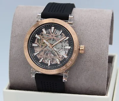 New Authentic Michael Kors Greer Skeleton Automatic Black Clear Men Mk9041 Watch • $199.99