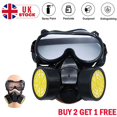 Chemical Dustproof Respirator Gas Face Mask Safety Filter Military Eye Goggle UK • £6.99