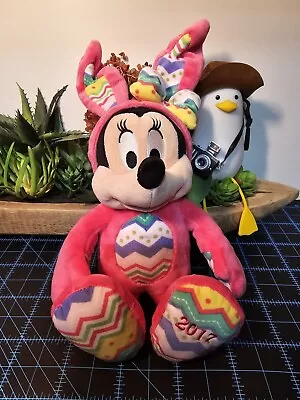 Disney Minnie Mouse 2017 Pink Easter Bunny Plush Embroidered Eyes 12 In • $16
