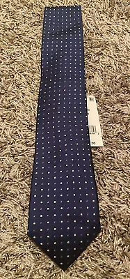 NEW The Men's Store Bloomingdales Dots 100% Silk Tie Blue $59 FREE Shipping • $10.49