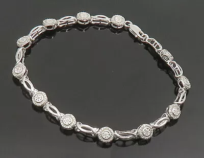 925 Sterling Silver - Vintage Dainty Genuine Diamonds Tennis Bracelet - BT9474 • $95.50