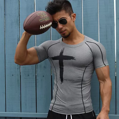 Men's Gym Workout Training Muscle Sport Fitness Active Short Sleeve Tee T Shirt • $14.99