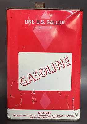 Vintage Metal Red One Gallon Gasoline Can Unbranded Empty • $16.50