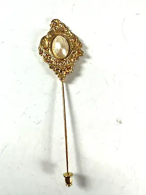 Vintage Brooch Richelieu Stick Pin Simulated Pearl Baroque Romantic Hat Pin • $25