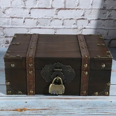 Vintage Wooden Boxes With Lock - Pirate Treasure Chest With Iron Code Lock... • $64.02