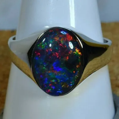 Gorgeous Genuine Australian Opal Mans/Ladies Solid Sterling Silver Ring  • $186.22
