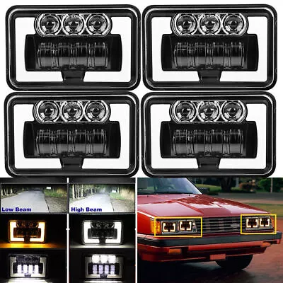 4pcs 4x6  Switchback LED Headlights Projector DRL Turn Signal Hi-Lo Sealed Beam • $86.09