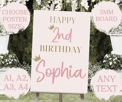 Personalised Printed Foam Board Event Sign WEDDING CHRISTENING BIRTHDAY A2 A3 A4 • £14.99