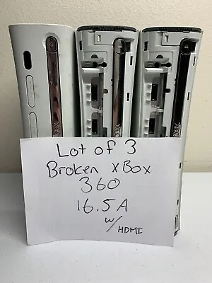 Lot Of 3 Microsoft Xbox 360 White Consoles Only For PARTS/REPAIR - E74 Rrod DOA • $54