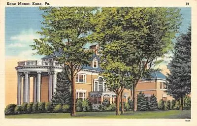 KANE PA Pennsylvania  KANE MANOR  McKean County  C1940's Tichnor Linen Postcard • $4.25