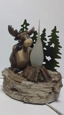 Moose With Trees Table Lamp Light Rustic Lodge Cabin Forest Cabin Decor • $49.99