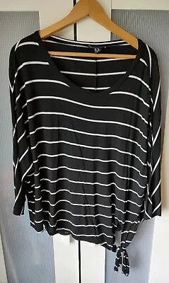 £4.50 • Buy New Look Black & White Striped Tie Front Top Size 16