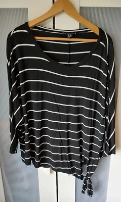 £4.50 • Buy New Look Black & White Striped Tie Front Top Size 16