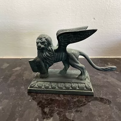 Vintage Bronze Verdigris Griffin - Winged Lion Of Saint Mark Paperweight • $49.99