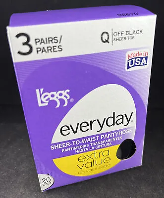 $9.20 • Buy L’eggs Women's 3 Pairs Leggs Everyday Sheer To Waist Off Black Pantyhose Q Leggs