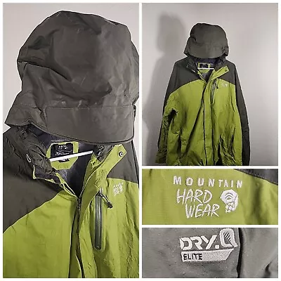 Mountain Hardwear Jacket Mens XXL Dry Q Elite Green Ampato Hooded Zipup Hiking • $49.99