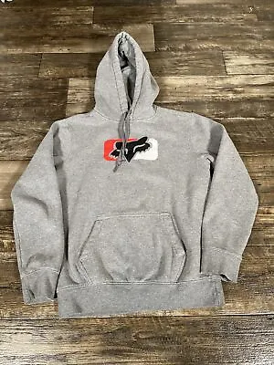 Fox Racing Hoodie Mens Small Sweatshirt Gray Pockets Logo W3 • $19.99