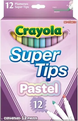 CRAYOLA Pastel Supertips Washable Markers Pens In Assorted Colours1 (Pack Of 12) • £4.85