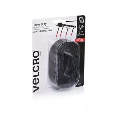 VELCRO Brand Heavy Duty Stick-On Tape Secure Adhesive Home Outdoor 25mmx1m Black • $25.62