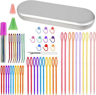 Large Eye Yarn Needles Bent Tip Needles Needles Set  Plastic Needles With Box • $7.89