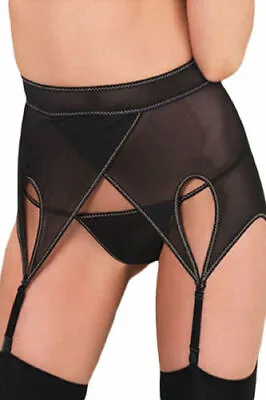  Sheer Garter Belt With Metal Tabs And G String One Size • $10.99