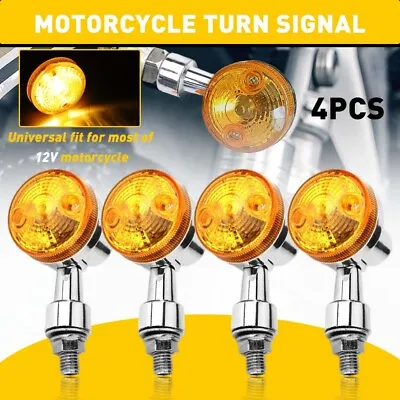 4X Motorcycle Turn Signals Blinker Light Chrome Amber For Yamaha Kawasaki Honda • $13.99