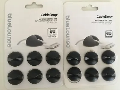 2X Set Of Bluelounge CableDrop Multi-Purpose Cable Clips - Black (12 Clips) NEW • $7.64