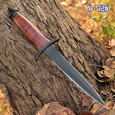 Vintage Handmade Double-Edged V42 Military Stacked Leather Stiletto Dagger Knife • $35.95