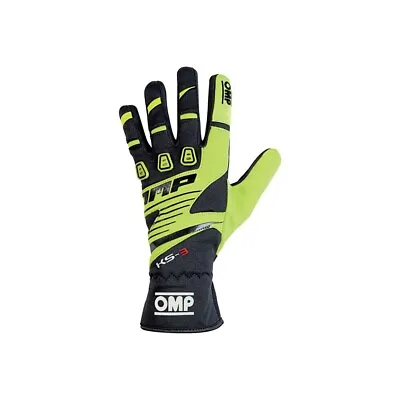OMP Racing Karting Gloves KS-3 MY19 Black/neon - Size L • $66.67