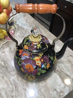 Mackenzie Childs Black Flower Market Tea Kettle 3QT • $149